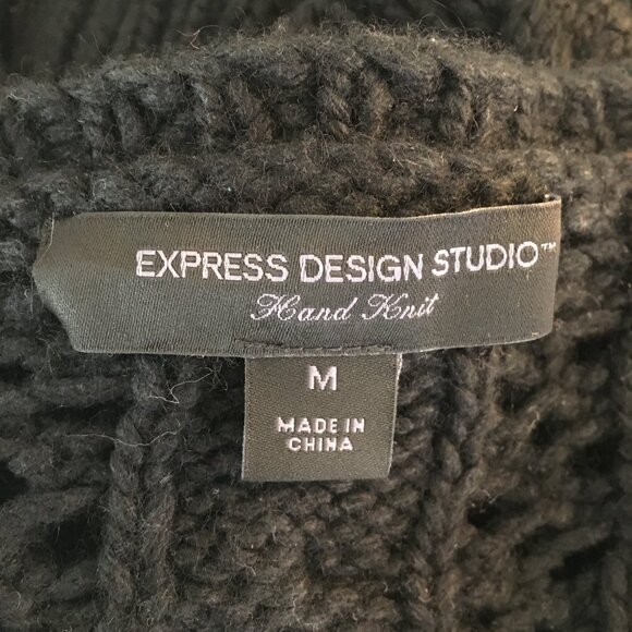 Express Design Studios Hand Knit Cashmere/Wool/Yak Black V-Neck Soft Sweater - Picture 14 of 14